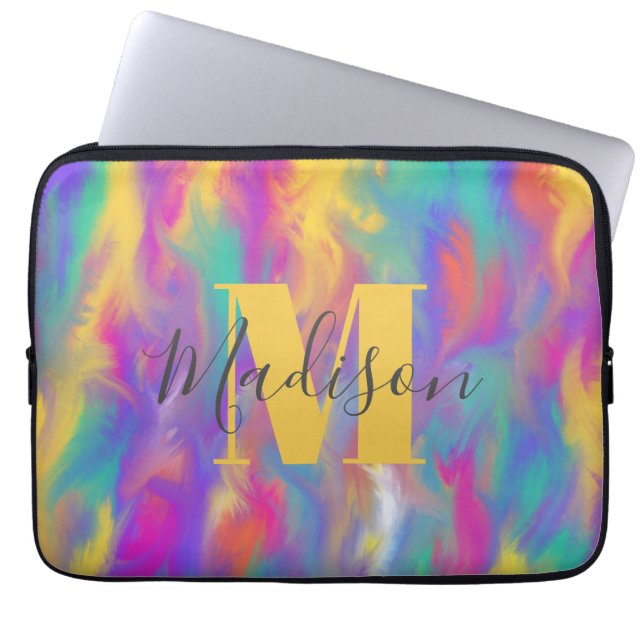 färgrik Abstrakt konstnärlig målning Monogram Laptop Fodral (Framsidan)