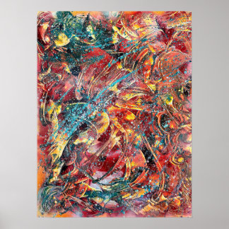 Färgrik Abstrakt Konsttryck – Ignition nr 1 Poster