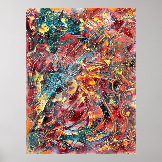 Färgrik Abstrakt Konsttryck – Ignition nr 1 Poster (Framsidan)