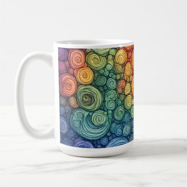 Färgrik Abstrakt Kritiskt Virvelmönster Kaffemugg (Vänster)
