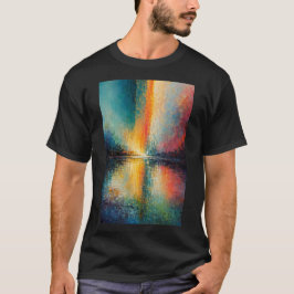 Färgrik Abstrakt Landskapsreflektionsväggkonst T Shirt