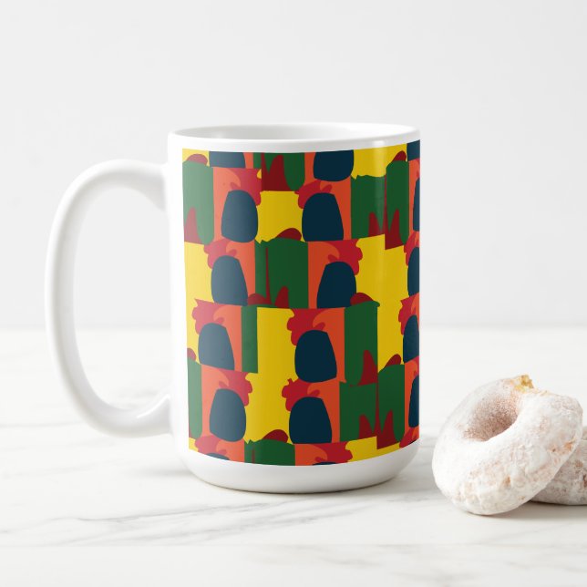 Färgrik Abstrakt Målning Kaffemugg (Med munk)