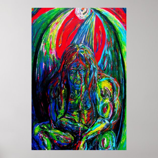 Färgrik Abstrakt Man Oljemålning Konst Poster (Framsidan)