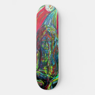 Färgrik Abstrakt Man Oljemålning Konst Skateboard Bräda 19,5 Cm