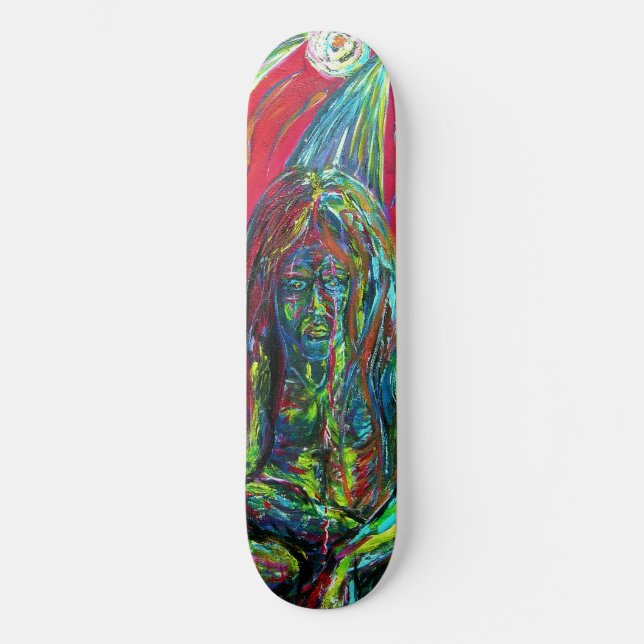 Färgrik Abstrakt Man Oljemålning Konst Skateboard Bräda 19,5 Cm (Framsida)