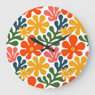 Färgrik Abstrakt Matisse Blommig Retrokonst Stor Klocka