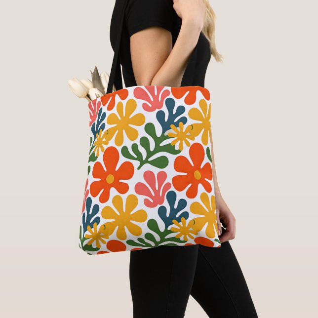 Färgrik Abstrakt Matisse Blommig Retrokonst Tygkasse (Närbild)