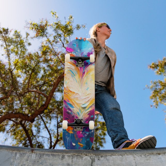 Färgrik Abstrakt Modern Kärlek Hjärtat Mini Skateboard Bräda 18,5 Cm (Utomhus 1)