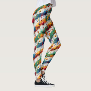 Färgrik Abstrakt Mönster med Färgfläckar Leggings