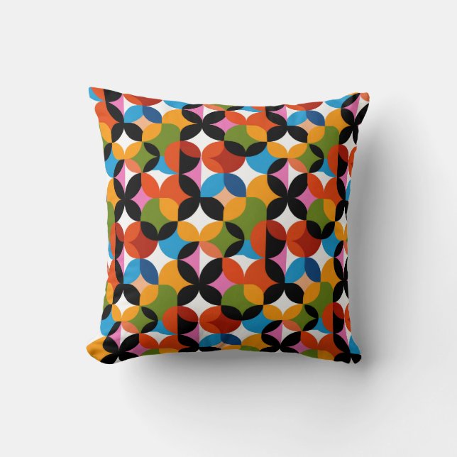 Färgrik Abstrakt Mönster RETRO Mid Century Modern Kudde (Framsida)