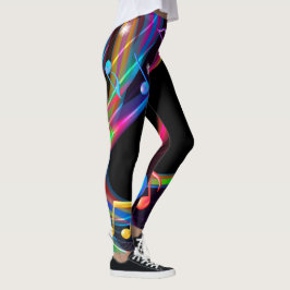 Färgrik abstrakt musik noter leggings