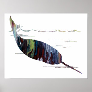 Färgrik abstrakt narwhal silhouette poster