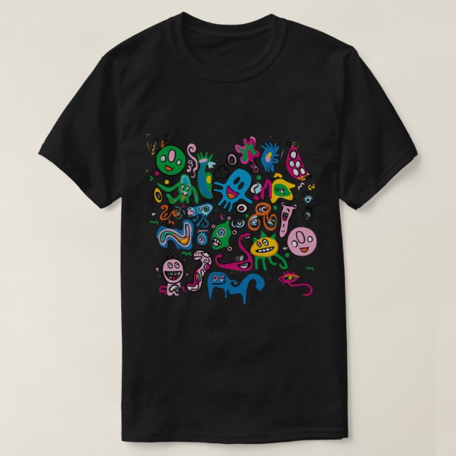 Färgrik Abstrakt Odjur T Shirt (Design framsida)