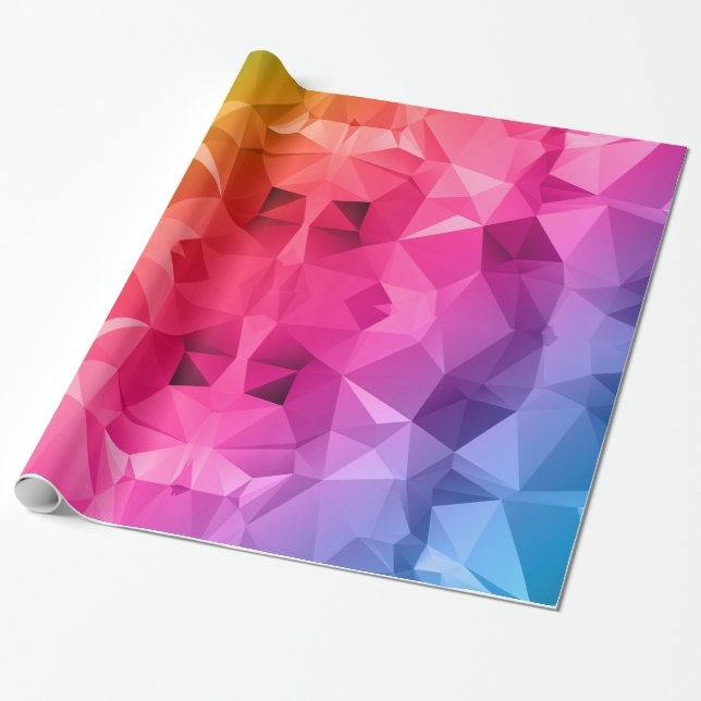 Färgrik abstrakt Polygonal/Low poly konst Presentpapper (Utrullad)