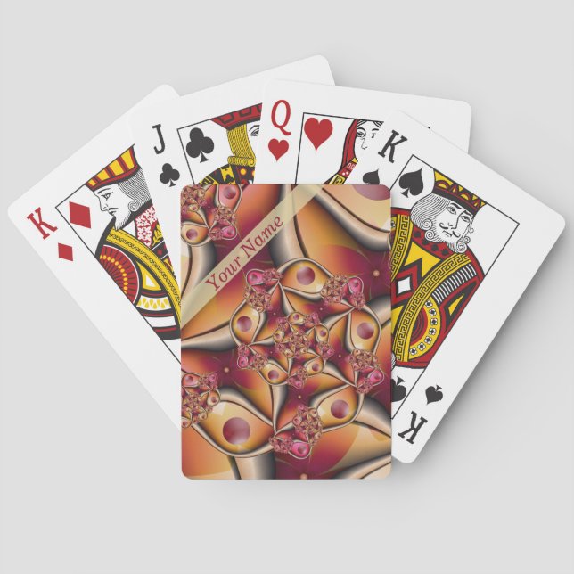 Färgrik Abstrakt Röd Orange Fantasy Fraktal Namn Casinokort (Baksidan)