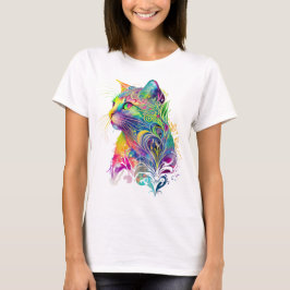FÄRGRIK ABSTRAKT SITTANDE KATT T SHIRT