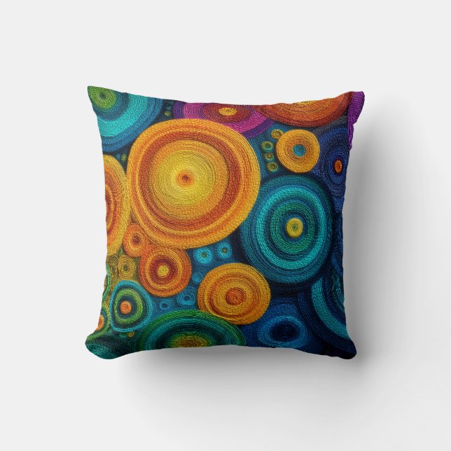 Färgrik Abstrakt Spiral Mönster Geometrisk Virvel Kudde (Framsida)