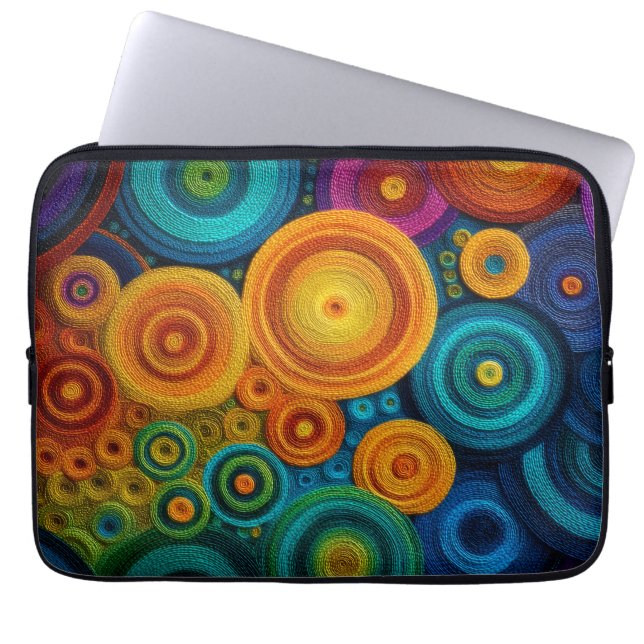 Färgrik Abstrakt Spiral Mönster Geometrisk Virvel Laptop Fodral (Framsidan)
