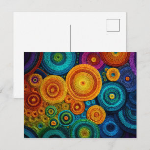 Färgrik Abstrakt Spiral Mönster Geometrisk Virvel Vykort
