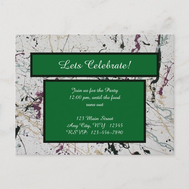 Färgrik Abstrakt Stänkande Målning Postkort Vykort (Framsida)