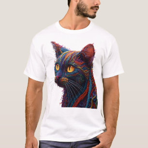 Färgrik Abstrakt Stickad Textur Katt Tröja