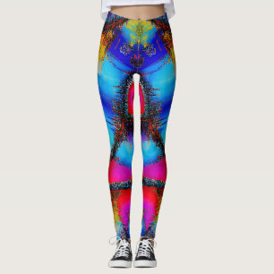Färgrik Abstrakt Stickmönster Leggings