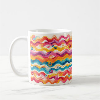 Färgrik Abstrakt Våg Kaffemugg