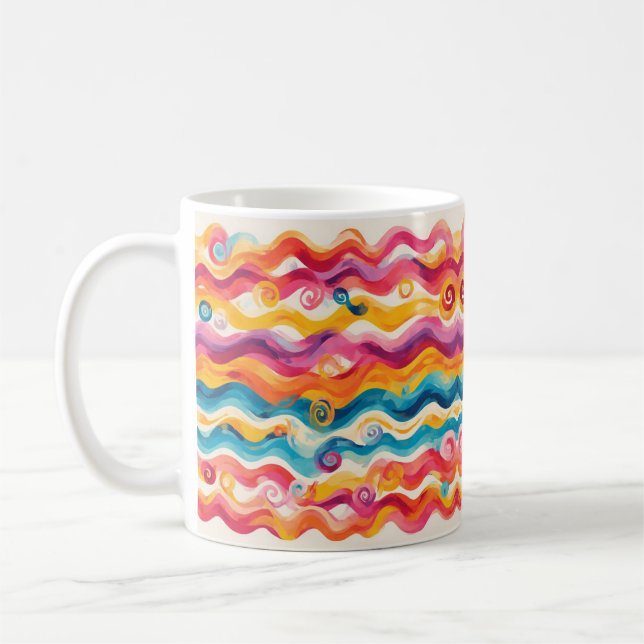 Färgrik Abstrakt Våg Kaffemugg (Vänster)