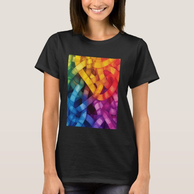 Färgrik Abstrakt Vävnads Konst T Shirt (Framsida)