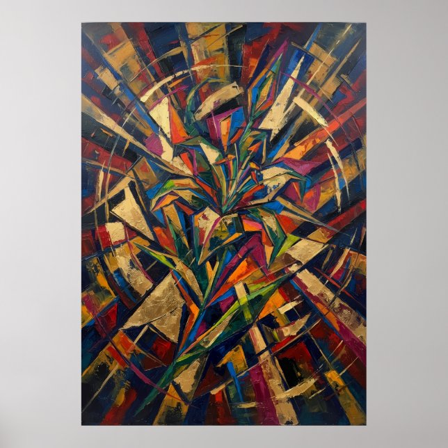 Färgrik Abstrakt Växtaffisch Poster (Framsidan)