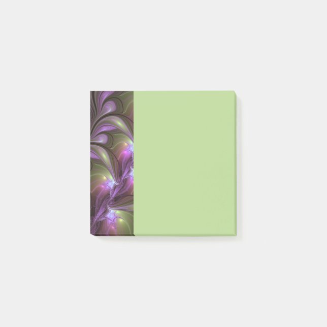 Färgrik Abstrakt Violett Lila Khaki Fraktal Konst Post-it Block (Framsida)