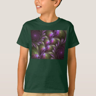 Färgrik Abstrakt Violett Lila Khaki Fraktal Konst T Shirt
