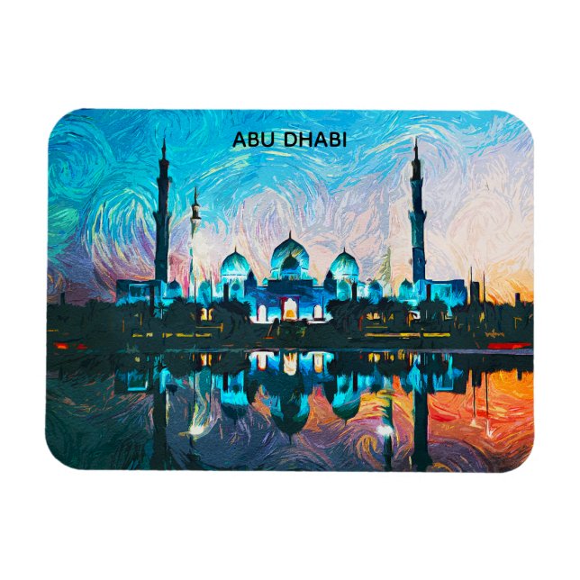 Färgrik Abu Dhabi Förenade Arabemiraten Oljemålnin Magnet (Horisontell)