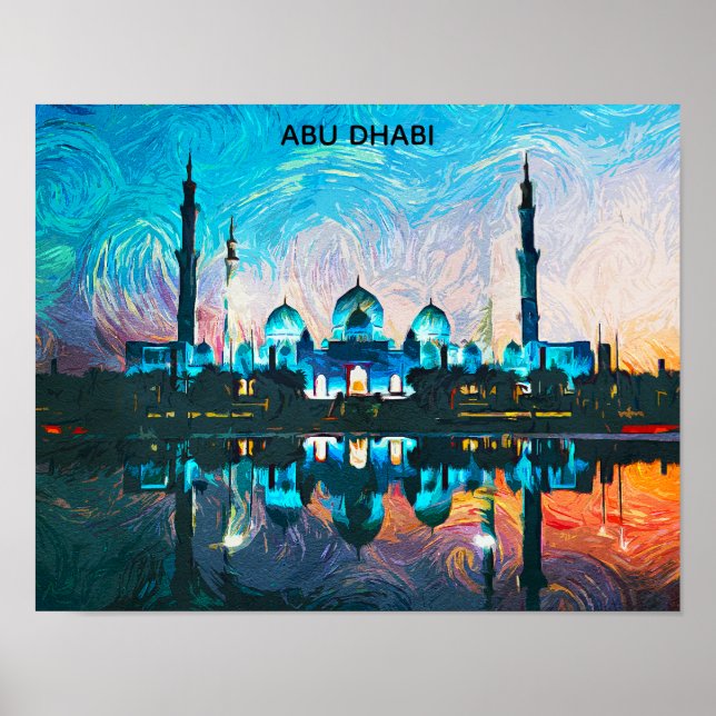 Färgrik Abu Dhabi UAE Oljemålning Poster (Framsidan)
