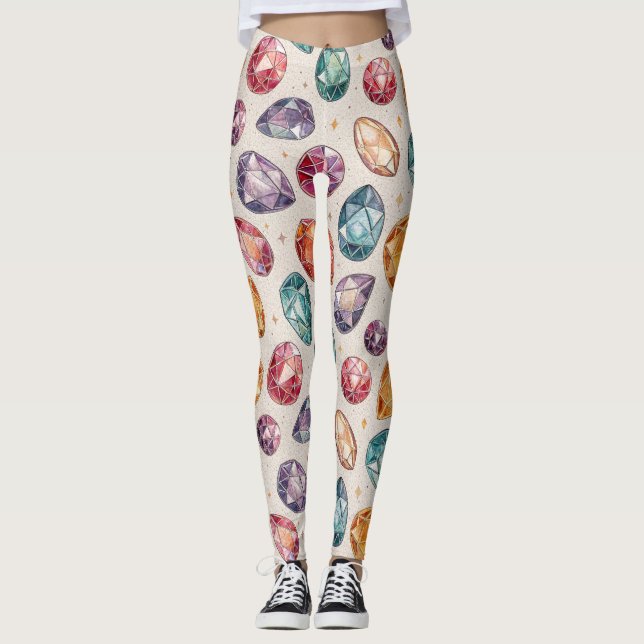 Färgrik Ädelstensmönster (1) Leggings (Framsida)