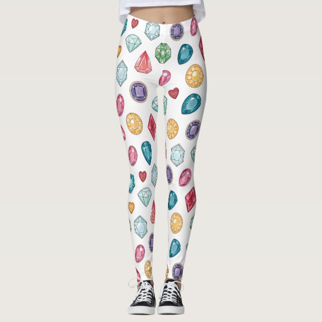 Färgrik Ädelstensmönster (3) Leggings (Framsida)