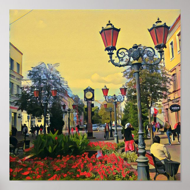 Färgrik affisch för stadslandskap (Framsidan)