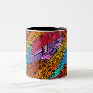 Färgrik afrikansk design Två-Tonad mugg