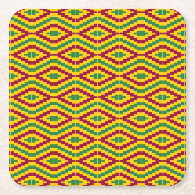 Färgrik afrikansk Kente-mönster Underlägg Papper Kvadrat (Framsidan)
