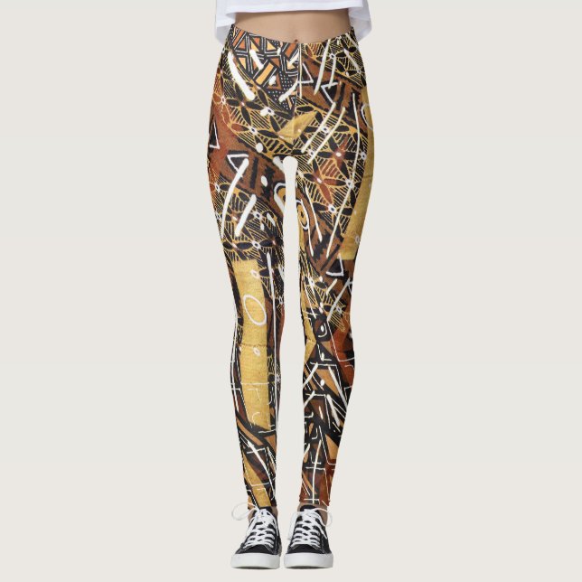 Färgrik afrikansk leratrasa leggings (Framsida)