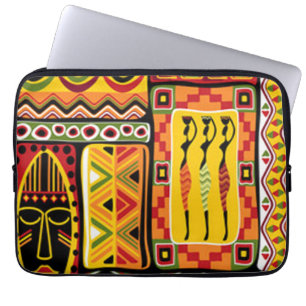 Färgrik afrikansk mönstertryckCollage Laptop Sleeve