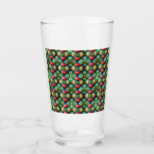 Färgrik afrikanskinspirerad geometrisk mosaikmönst glaskopp
