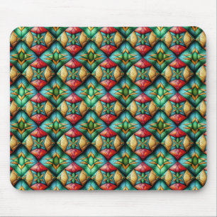 Färgrik afrikanskinspirerad geometrisk mosaikmönst musmatta