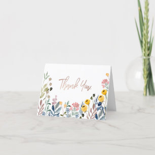 Färgrik akvarell äng med vilda blommor tack kort