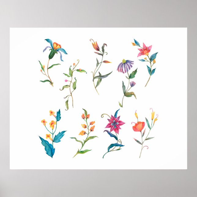 Färgrik akvarell blomma II    Poster (Framsidan)