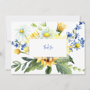 Färgrik akvarell Blommig Blå & Gul Tack Kort