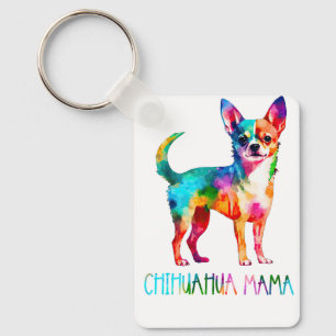 Färgrik akvarell Chihuahua Mamma Hund Mor Chi Chi Nyckelring