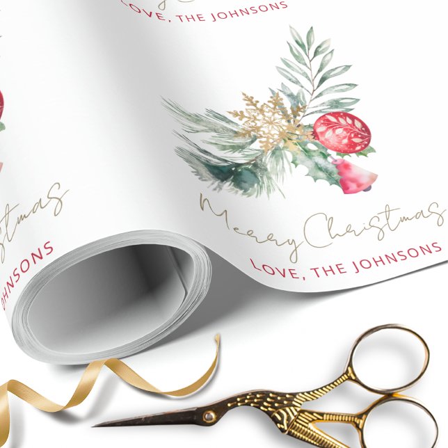 Färgrik akvarell konstnärlig julskrift presentpapper (Skapare uppladdad)