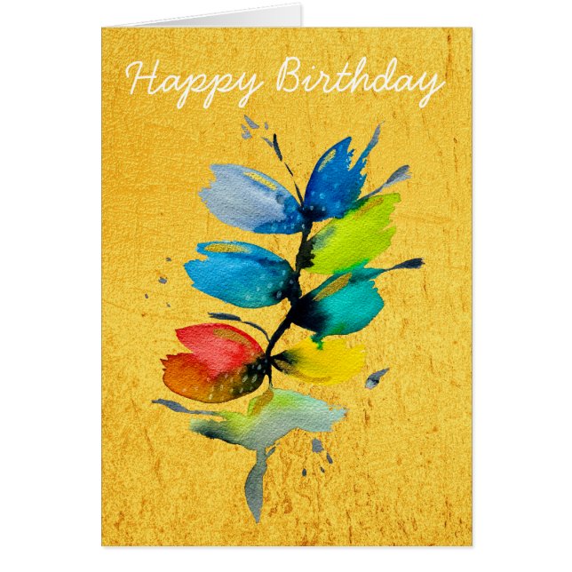 Färgrik akvarell lös abstrakt blomster hälsningskort (Framsidan)