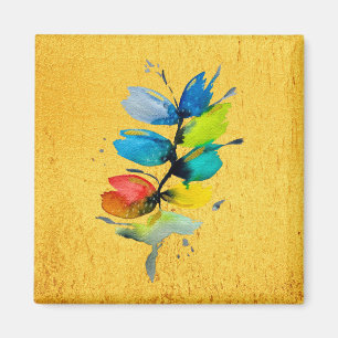 Färgrik akvarell lös abstrakt blomster magnet